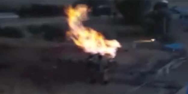 Su kuyusu alev aldı, görenler şaştı kaldı