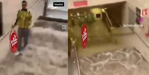 Görüntüler İstanbul'dan! Metro istasyonu sular altında kaldı