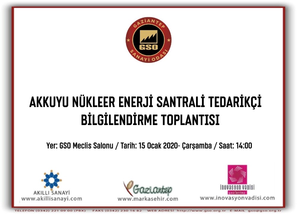 GSO’da ’Akkuyu Nükleer Güç Santrali Tedarikçi Toplantısı’ yapılacak 