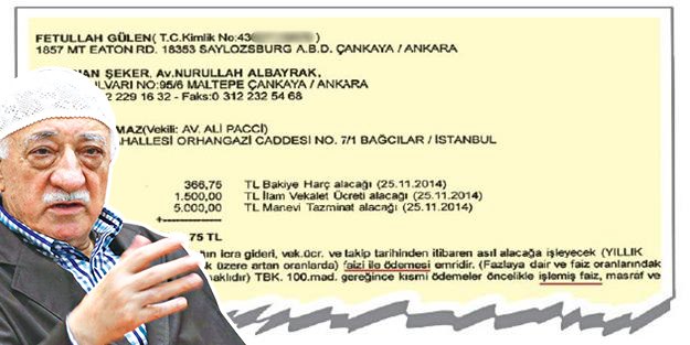 Gülen de faiz istiyor
