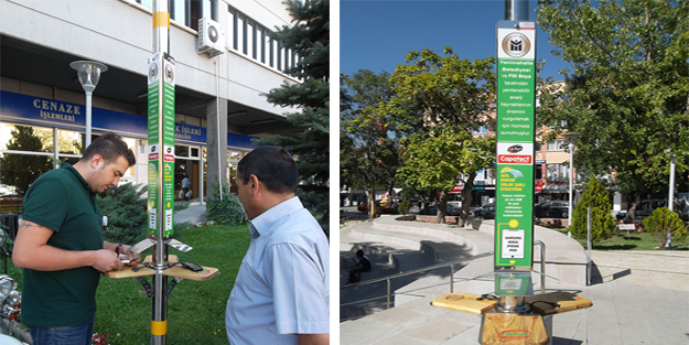 Güneş enerjisi ile çalışan cep telefonu şarj istasyonları şimdi de İstanbul Bayrampaşa’da!