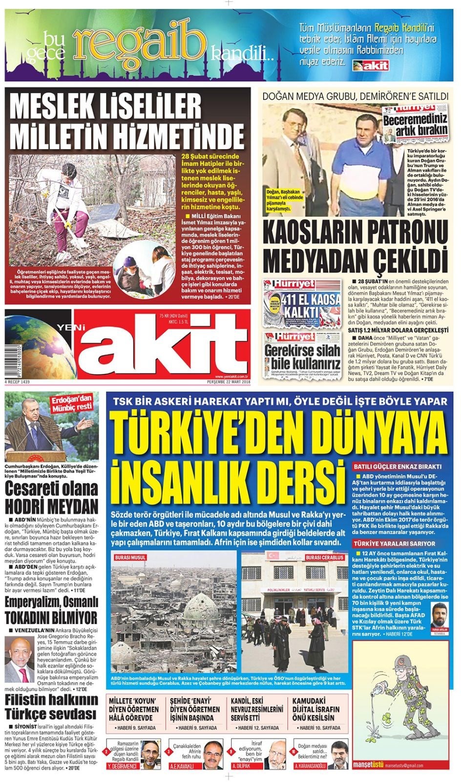 Günün gazete manşetleri