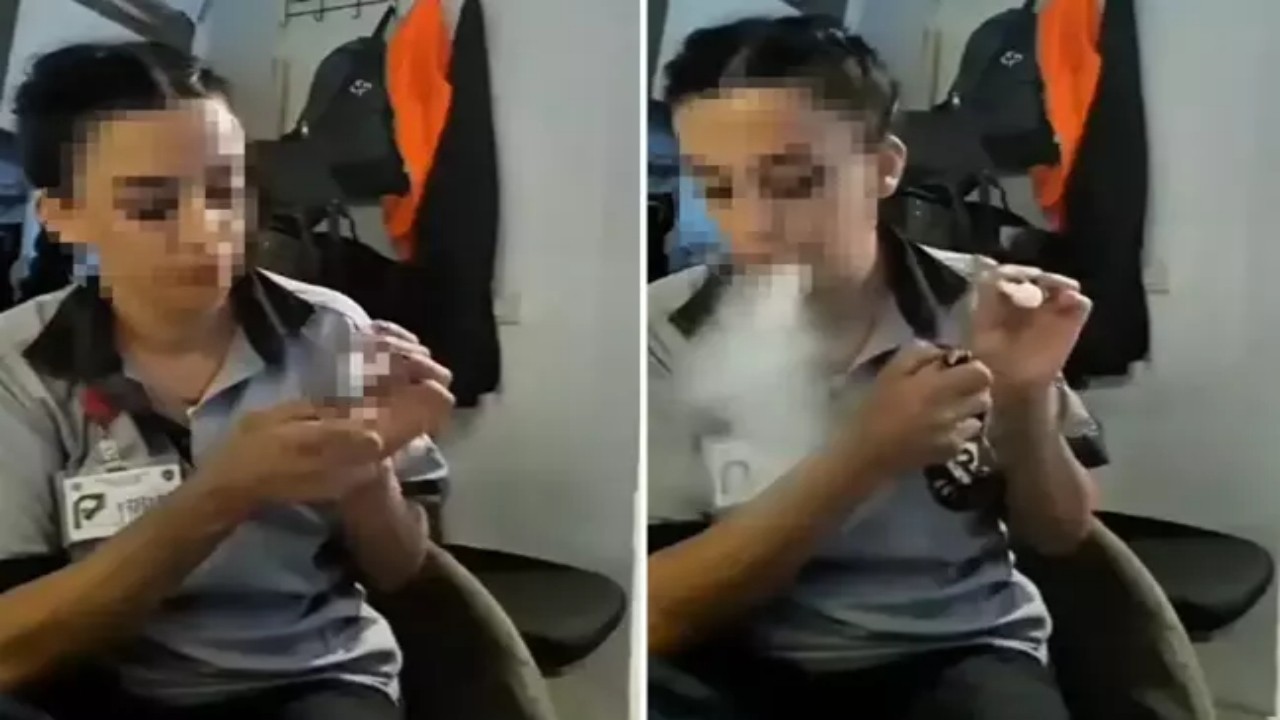 Güvenliğimiz kimlere emanet? Görev başında yaptığı şu rezilliğe bakın