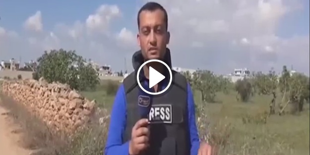 Haber sunan muhabirin yüzüne şarapnel isabet etti!