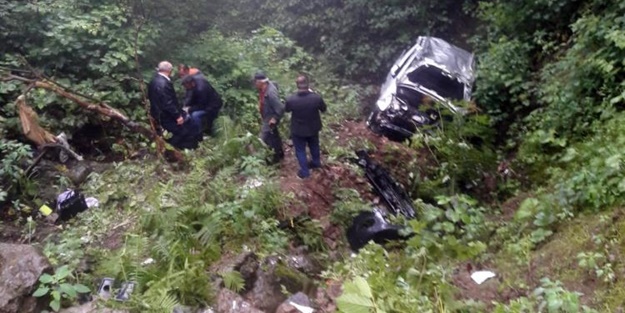 Hafif ticari araç dereye uçtu: Yaralılar var