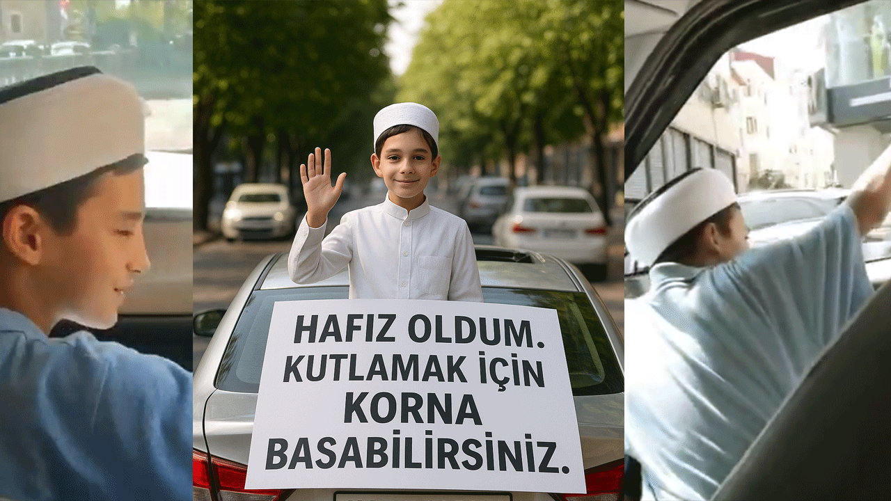 Hafızlık Coşkusu Sokaklara Taştı! Kornalar bu kez tören için çaldı