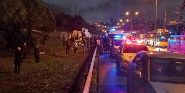 Hafriyat kamyonu devrildi: 1 ölü, 1 yaralı