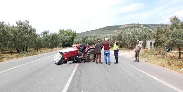Hafriyat kamyonu ile traktör çarpıştı