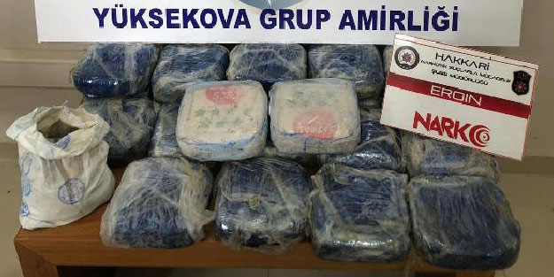 Hakkari'de 25 kilo eroin ele geçirildi