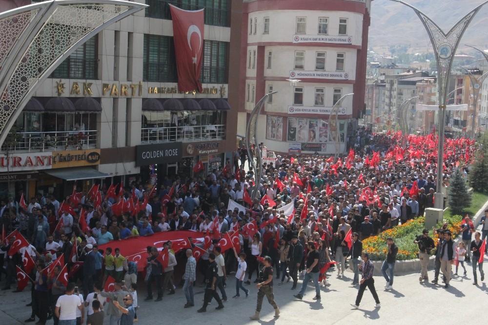 Hakkari’de ‘teröre lanet kardeşliğe davet’ yürüyüşü 