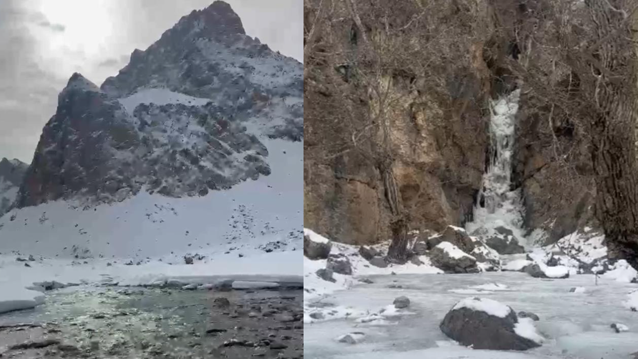 Hakkari'nin saklı cenneti buzla kaplandı