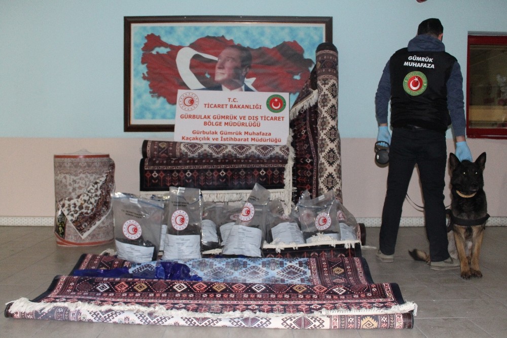 Halıların içinden 137,5 kilogram afyon sakızı çıktı 