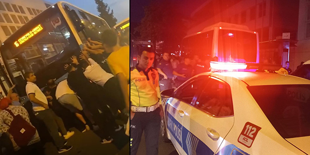 Halk otobüsün altında kaldı, vatandaşlar otobüsü kaldırarak kurtardı