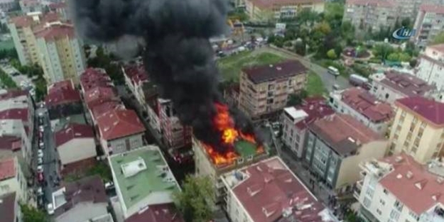 Halkalı'da korkutan bina yangını