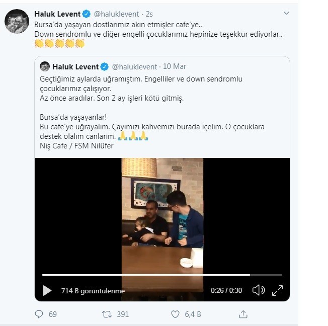 Haluk Levent çağrı yaptı, Bursa’daki o kafe doldu taştı 