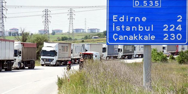 Hamzabeyli'de TIR kuyruğu, 39 kilometreye ulaştı