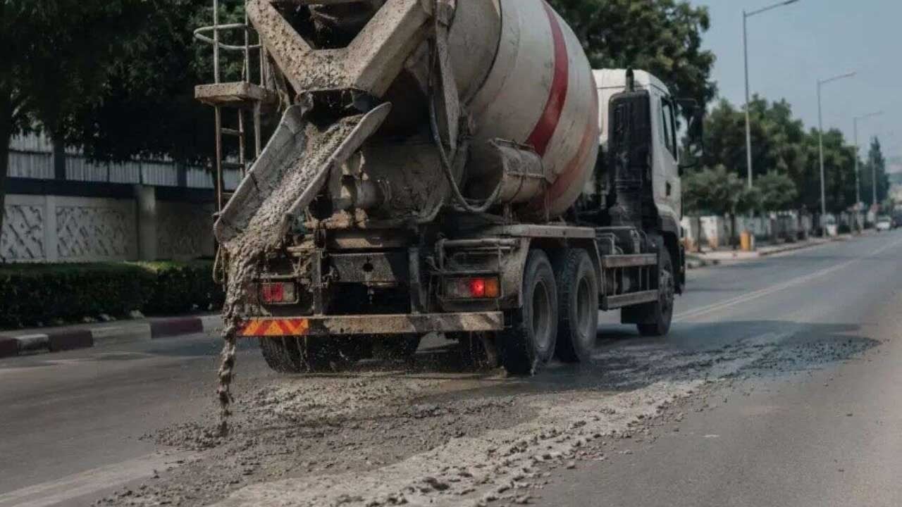 Harç dökerek ilerleyen beton mikserinin sürücüsüne ceza kesildi