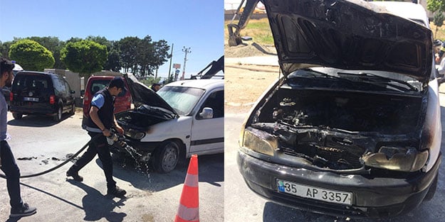Hastane otoparkında korkutan yangın