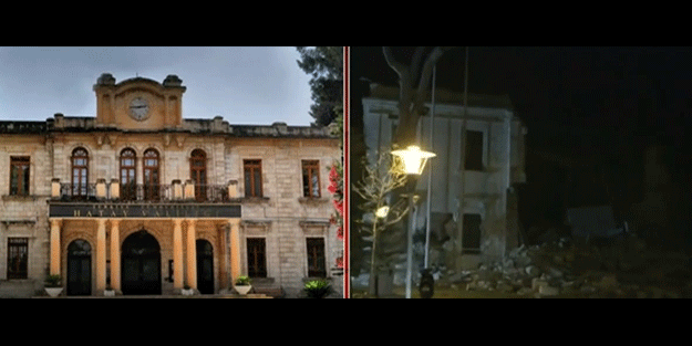 Hatay merkezli depremde valilik binasının bir kısmı yıkıldı