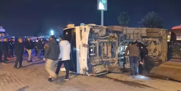 Hatay'da çevik kuvvet otobüsü devrildi: 10 yaralı