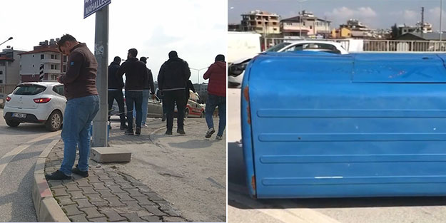 Hatay'da kaza yapan kargo aracı devrildi