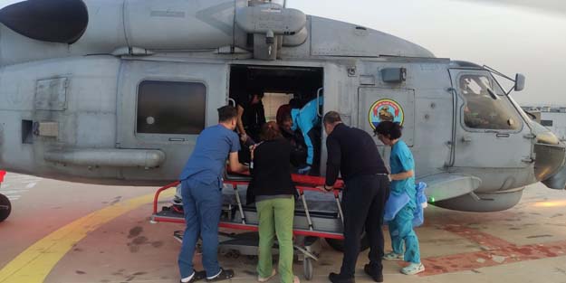 Hatay'da tedavi gören bir vatandaş askeri helikopterle Adana’ya sevk edildi