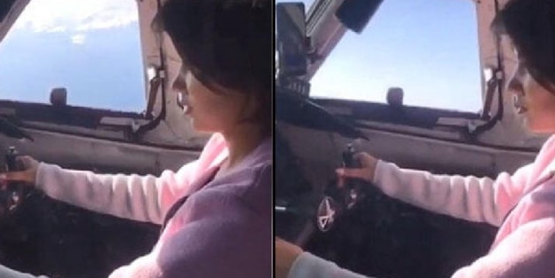 Havada korku dolu anlar! Uçağın kontrolünü bakın kime bıraktı