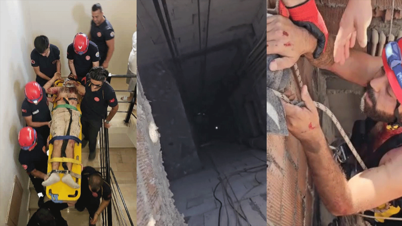 Havalandırma boşluğuna düşen boyacıyı itfaiye kurtardı