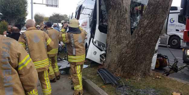Havalimanı personelini taşıyan servis kaza yaptı! Yaralılar var