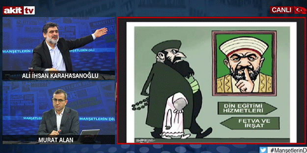 Hayret ki ne hayret! Karamollaoğlu bu karikatürü çizenlerle nasıl yol yürür?