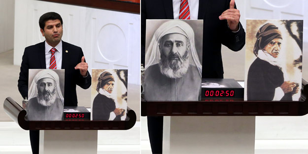 HDP'li Aslan kürsüye Said Nursi fotoğrafıyla çıktı