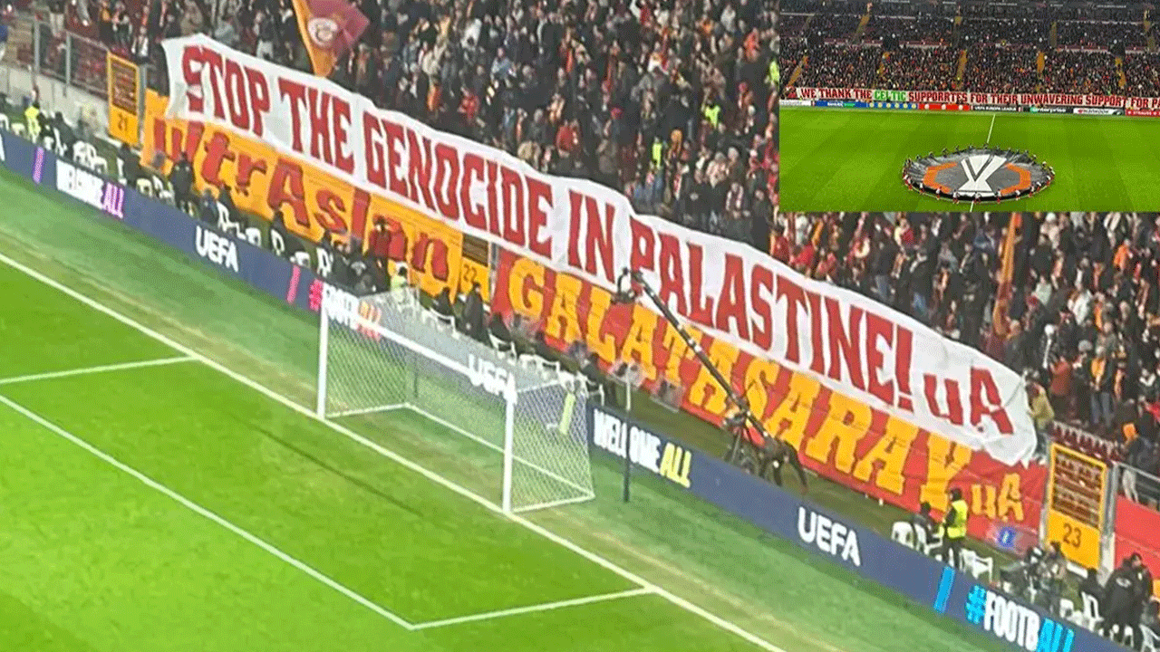 Helal olsun Galatasaray taraftarı! Celtic'e Filistin teşekkürü