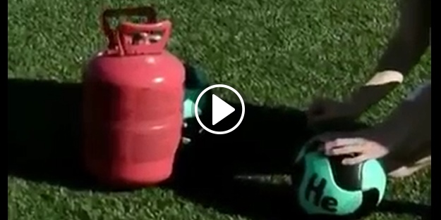 Helyum gazı dolu topla penaltı çekti