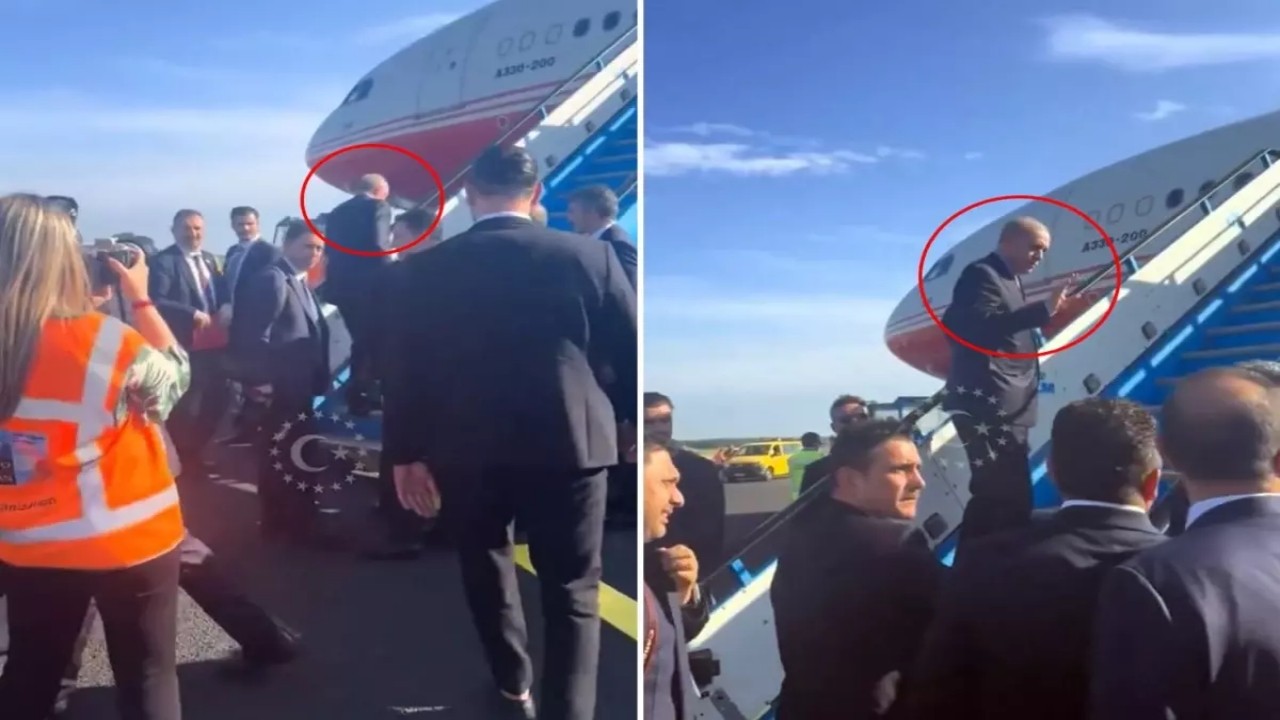 Her şey bir anda oldu! Cumhurbaşkanı Erdoğan, tam uçağa binerken...