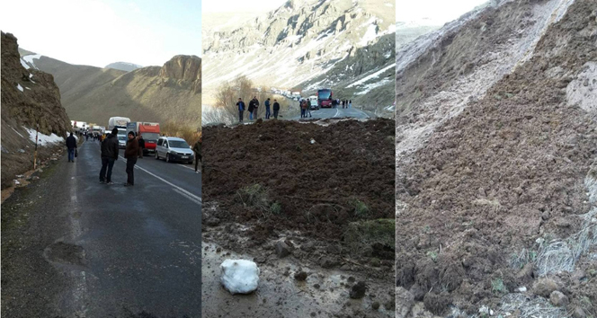 Heyelan karayolunu trafiğe kapattı