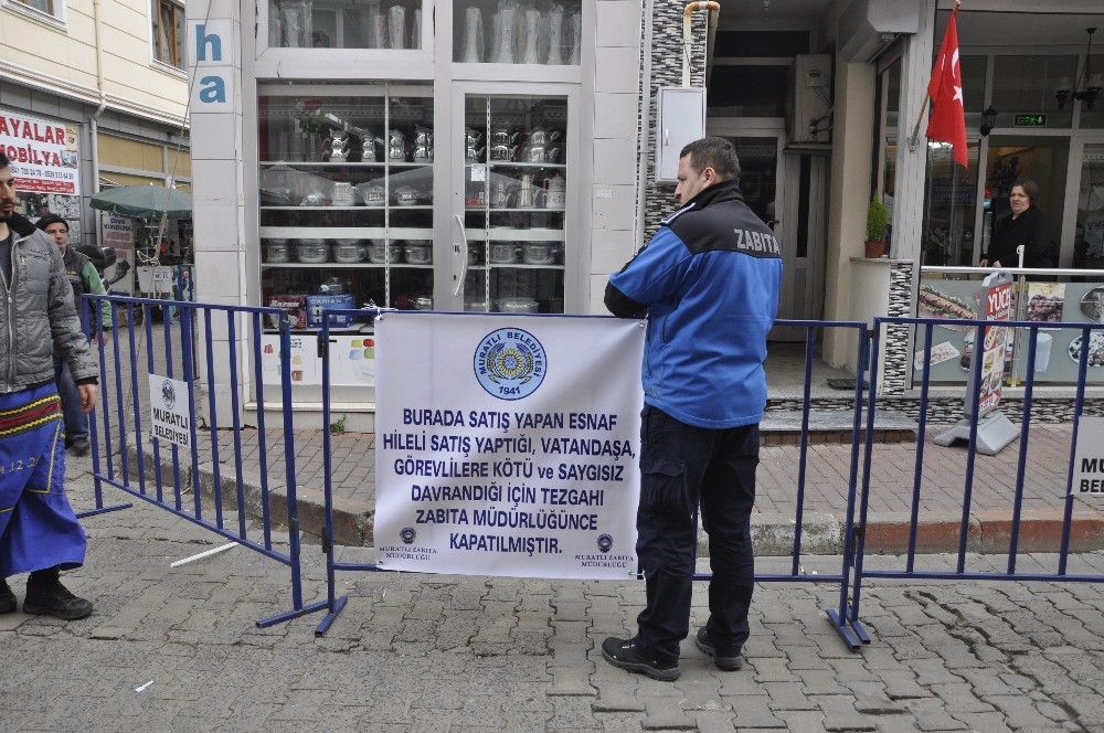Hileli satış yaptığı iddiasıyla pazarcının tezgahı kapatıldı 
