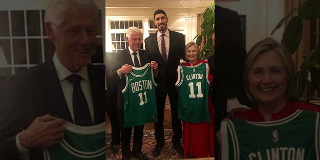 Hillary Clinton, FETÖ'cü Enes Kanter'i davette ağırladı