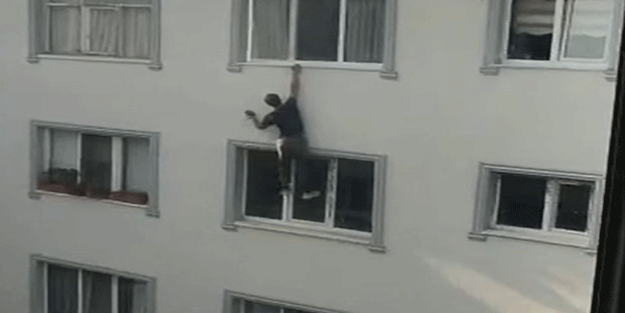 Hırsız beton zemine çakıldı! O anlar böyle görüntülendi