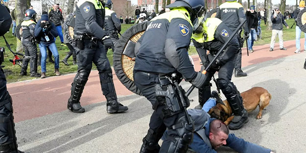 Hollanda polisi göstericilere acımadı
