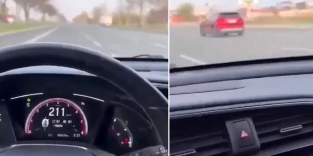 Honda ve TOGG otobanda böyle kapıştı... Zar zor yetişebildi