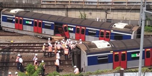 Hong Kong'ta tren raydan çıktı! 8 yaralı
