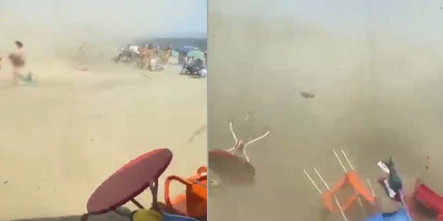 Hortumun içinde kalan vatandaşların panik anı kameralara böyle yansıdı