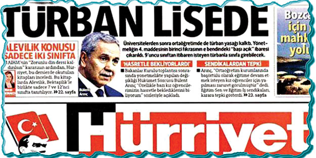 Hürriyet türbana takıldı