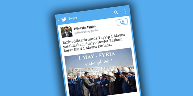 Hüseyin Aygün'ün Esed'i öven tweet'i yalan çıktı