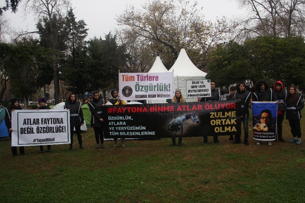İBB önündeki fayton eylemi 6. gününde 