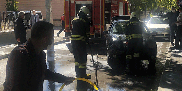 İçinde askerlerin olduğu araç alev aldı! Panik anları