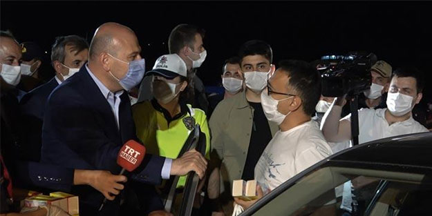 İçişleri Bakanı Soylu trafik denetimi yaptı