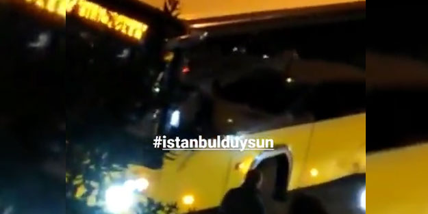 İETT otobüs şoförü kasten otomobilin üzerine sürdü