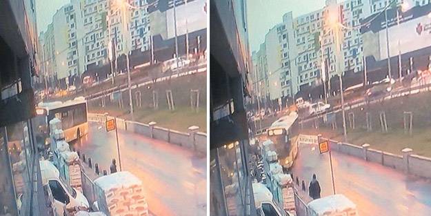 İETT otobüsü durağa daldı! O anlar kameraya böyle yansıdı
