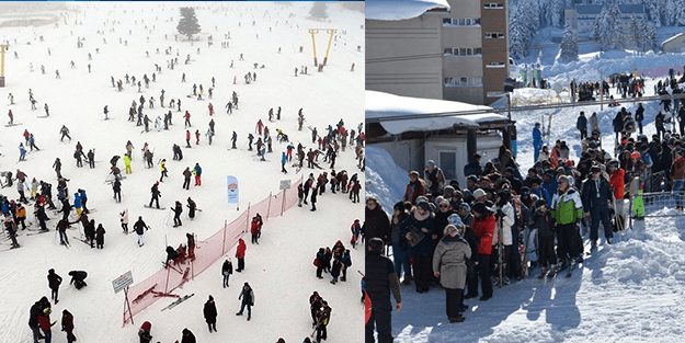 İğne atsan yere düşmüyor! Uludağ’da hafta sonu yoğunluğu